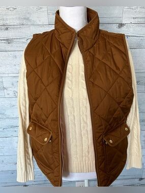 J. Crew Quilted Vest in Rich Brown